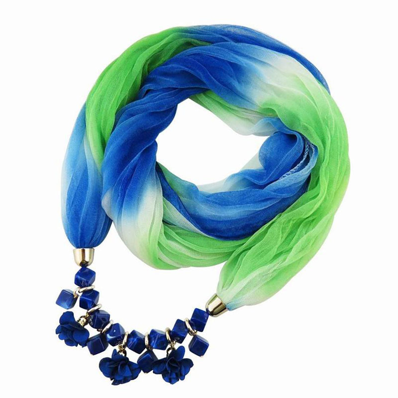 Buntes Sommer Chiffon Schal Mit Geometrischen Blumenperlen