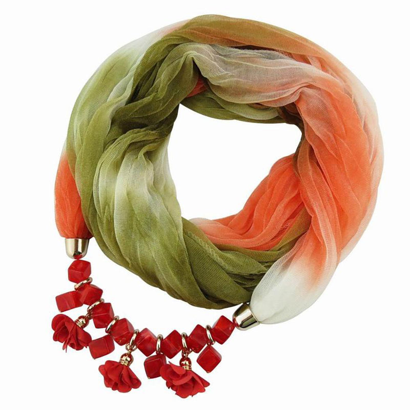 Buntes Sommer Chiffon Schal Mit Geometrischen Blumenperlen