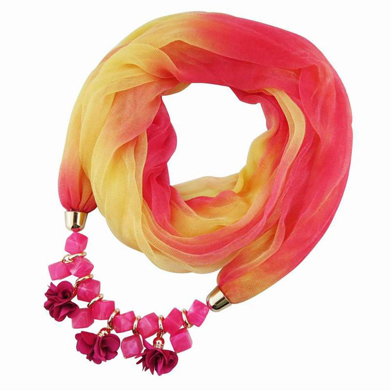 Buntes Sommer Chiffon Schal Mit Geometrischen Blumenperlen