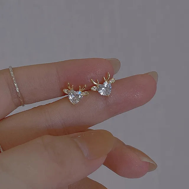 Bunte Zirkon Weihnachtsbaum Ohrringe für Frauen Funkelnde Kristall Schneeflocke Elch Ohrringe Mädchen Neujahrsfeiertag Schmuckgeschenke