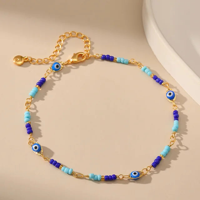 18k Gold Plated Eye Anklet - Trendy and Versatile Women's Jewelry