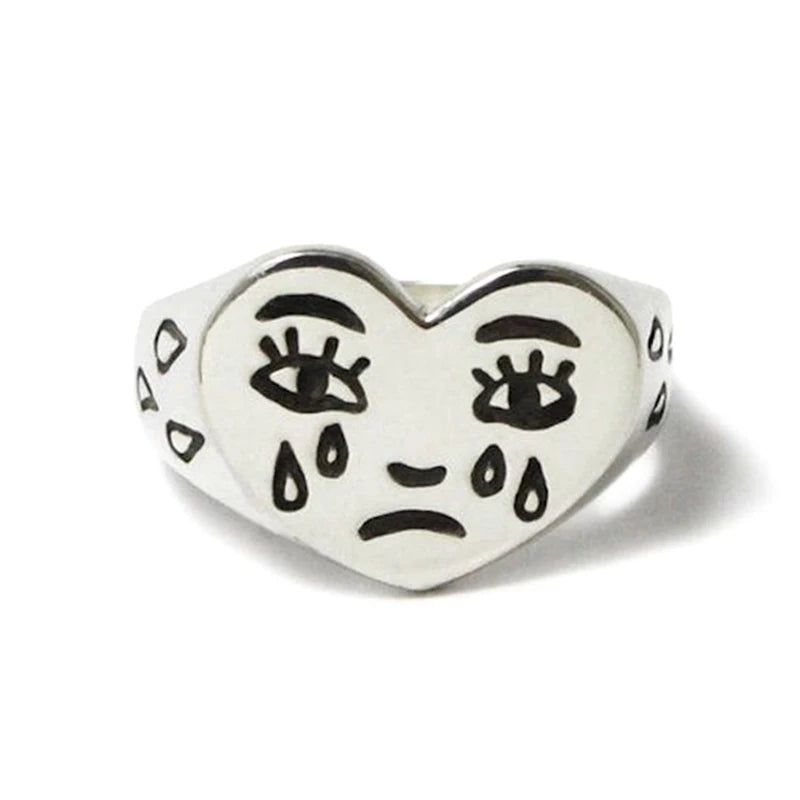 Kreative Cry Face Ringe für Frauen - Trendiger Modeschmuck - Verstellbarer Ring - Schmuck für Damen - Geschenke für Bar und Nachtclub