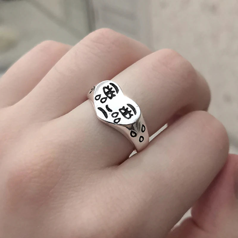 Kreative Cry Face Ringe für Frauen - Trendiger Modeschmuck - Verstellbarer Ring - Schmuck für Damen - Geschenke für Bar und Nachtclub