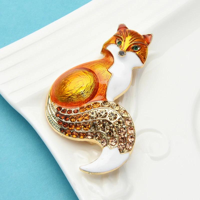 Kreativer Und Eleganter Fuchs Emaille Brosche Pin