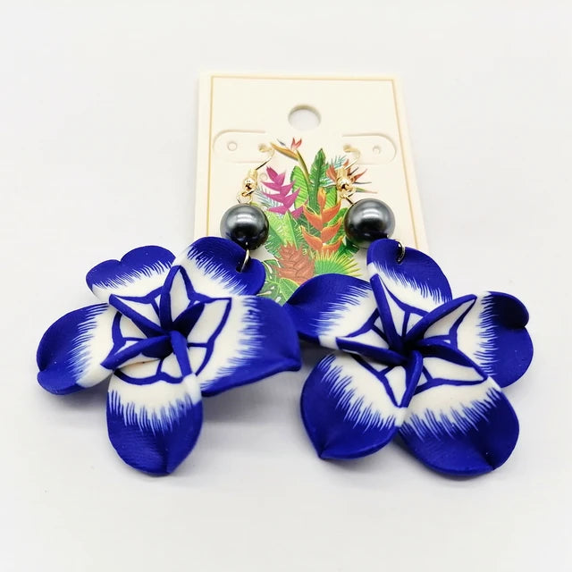 Hawaiian Coconut Girl Aesthetic Earrings | Soft Polymer Clay Plumeria Women's Jewelry
