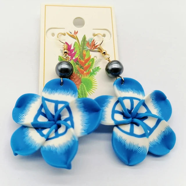 Hawaiian Coconut Girl Aesthetic Earrings | Soft Polymer Clay Plumeria Women's Jewelry