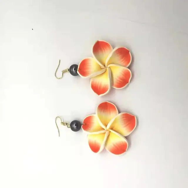 Hawaiian Coconut Girl Aesthetic Earrings | Soft Polymer Clay Plumeria Women's Jewelry