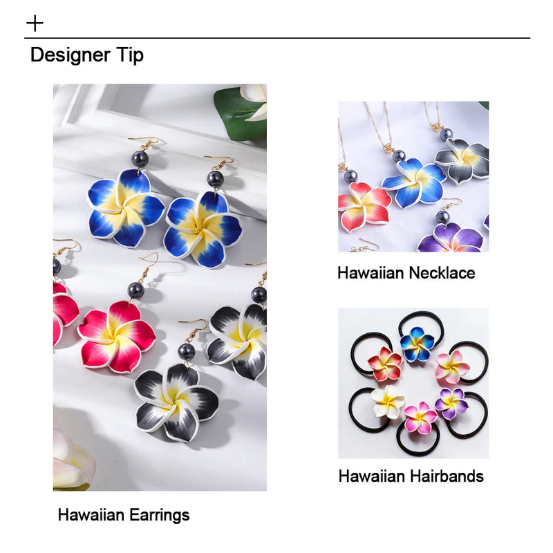 Hawaiian Coconut Girl Aesthetic Earrings | Soft Polymer Clay Plumeria Women's Jewelry