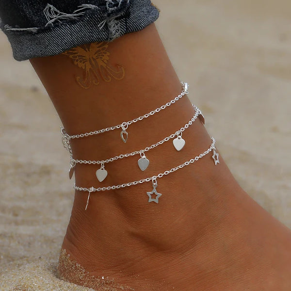 Boho Schmetterling Fußkettchen für Frauen - Sommerurlaub Strandkette mit Perlen