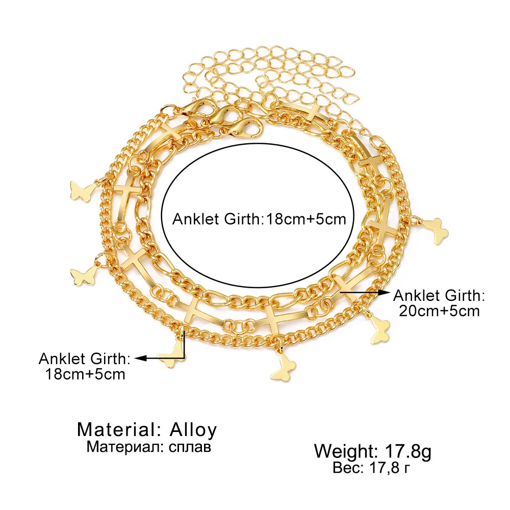 Boho Schmetterling Fußkettchen für Frauen - Sommerurlaub Strandkette mit Perlen