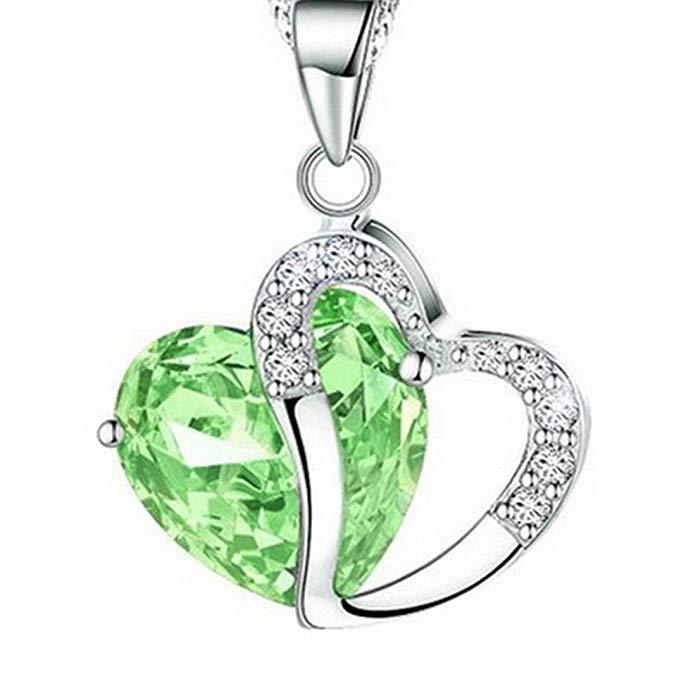 Kristall Doppel Herz Strass Halskette