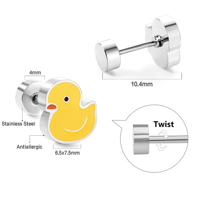 Hochwertige Edelstahl-Ohrringe für Babys | Goldene Edelstahl-Ohrringe - niedliche Stecker