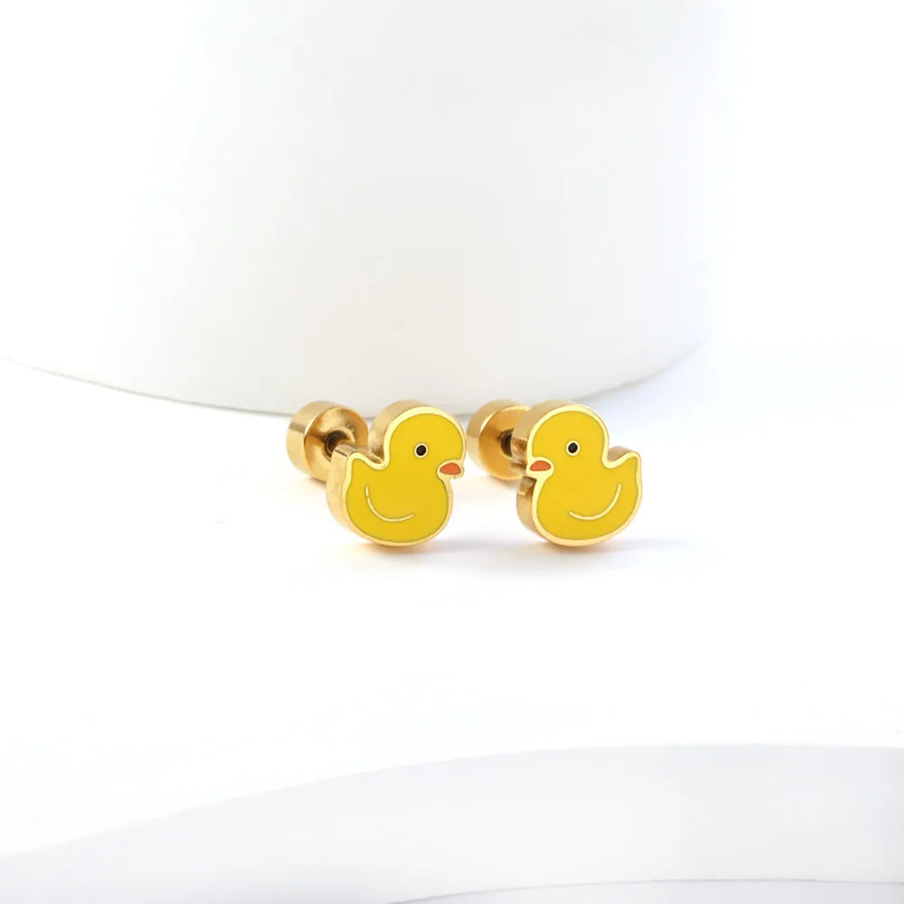 Hochwertige Edelstahl-Ohrringe für Babys | Goldene Edelstahl-Ohrringe - niedliche Stecker