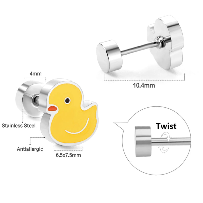 Hochwertige Edelstahl-Ohrringe für Babys | Goldene Edelstahl-Ohrringe - niedliche Stecker