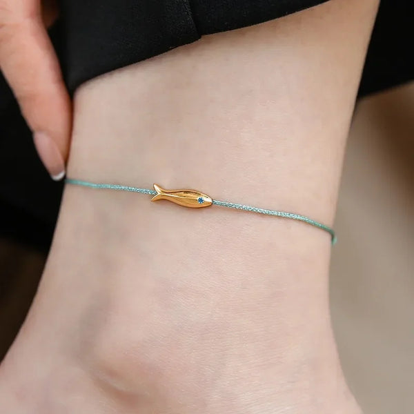 Bohemian Blue Rope Fish Anklets for Women - Lucky Carp Anklets Summer Beach Jewelry