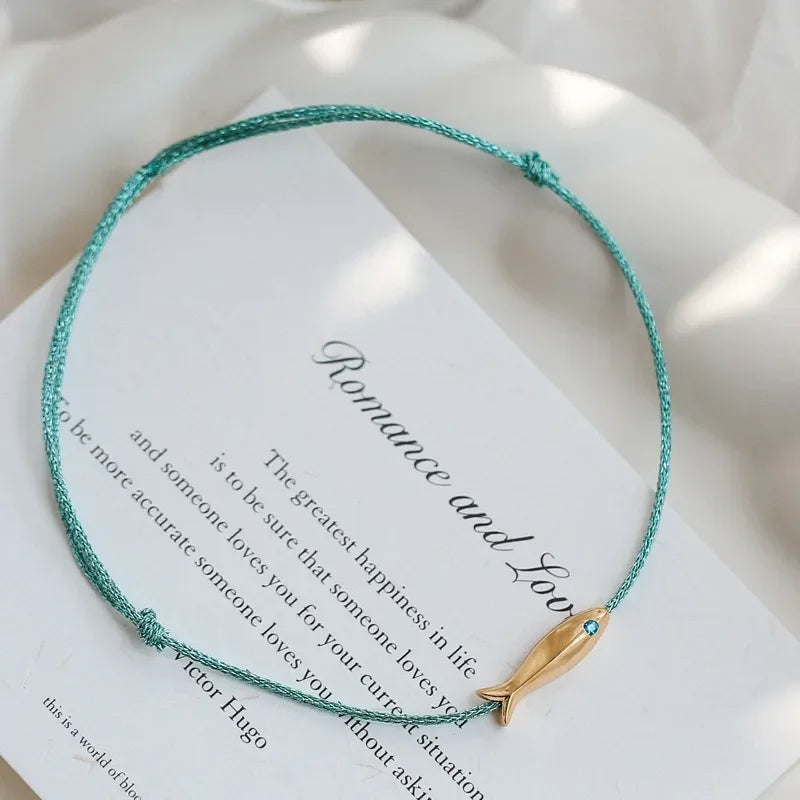 Bohemian Blue Rope Fish Anklets for Women - Lucky Carp Anklets Summer Beach Jewelry
