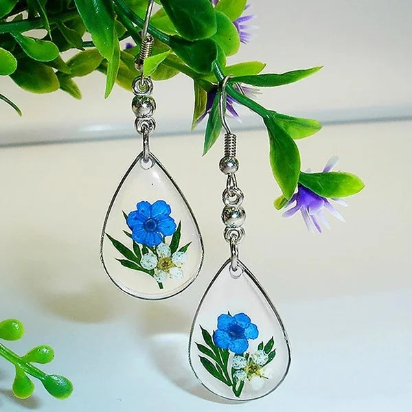 Boho Blumen Ohrhänger | Kristallblumen Anhänger - Süßer Blumenwasser