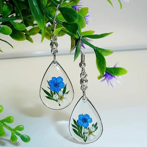 Boho Blumen Ohrhänger | Kristallblumen Anhänger - Süßer Blumenwasser