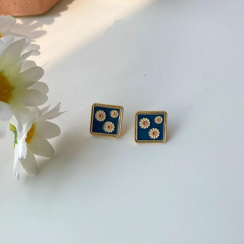 Süße Vintage Emaille Daisy Ohrringe