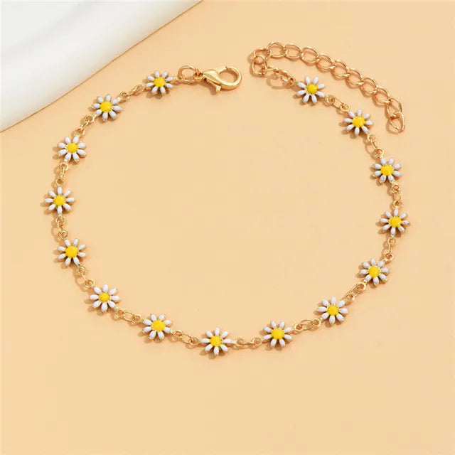 Blumen Fußkettchen | Sommer Fußkettchen - Damen Fußschmuck