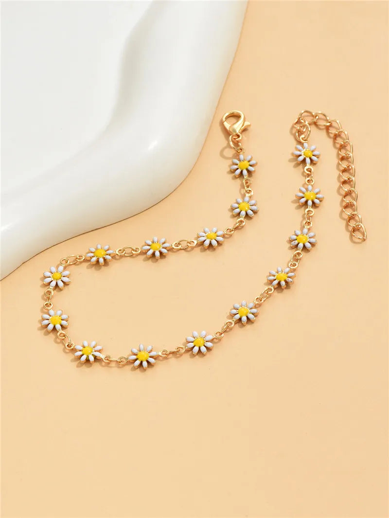 Blumen Fußkettchen | Sommer Fußkettchen - Damen Fußschmuck