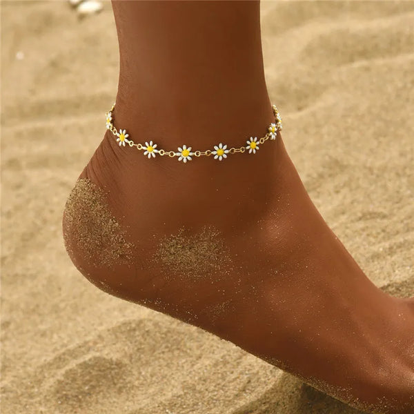 Blumen Fußkettchen | Sommer Fußkettchen - Damen Fußschmuck