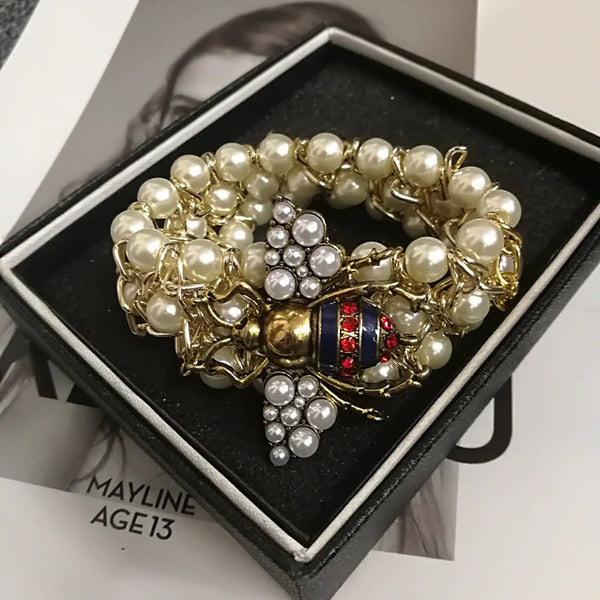 Schillernde Perle Akzent Königin Bienenschmucksammlung