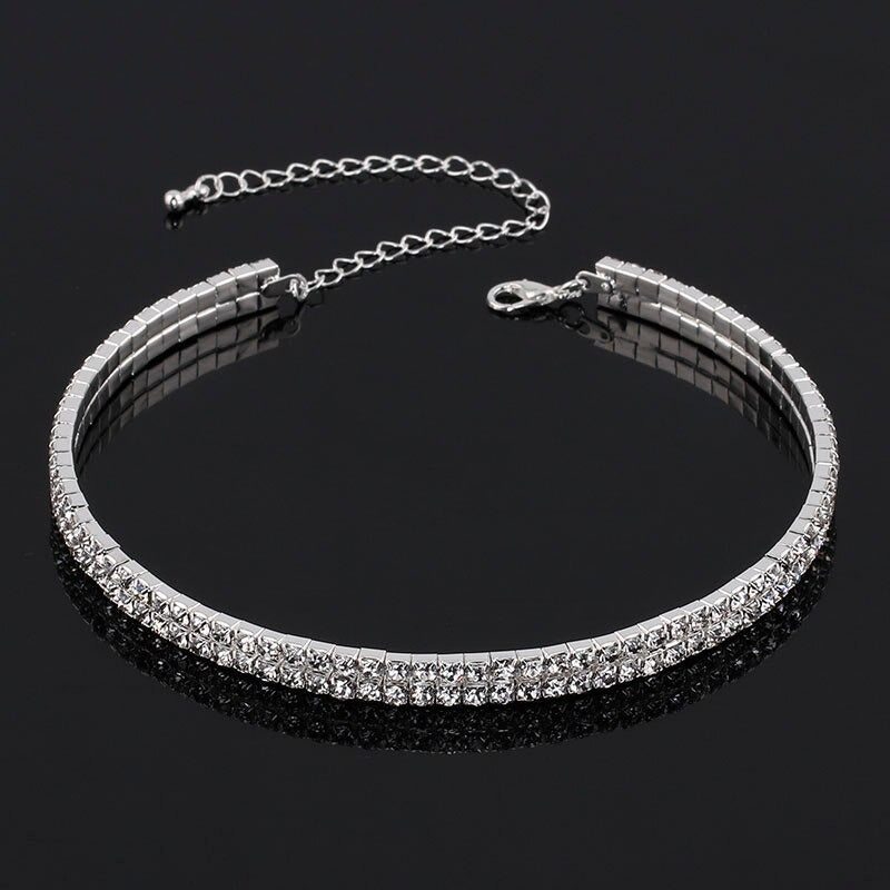 Schillernde Strass Tenniskette Choker Halsketten Schmuck Schmuck