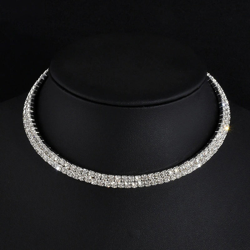 Schillernde Strass Tenniskette Choker Halsketten Schmuck Schmuck