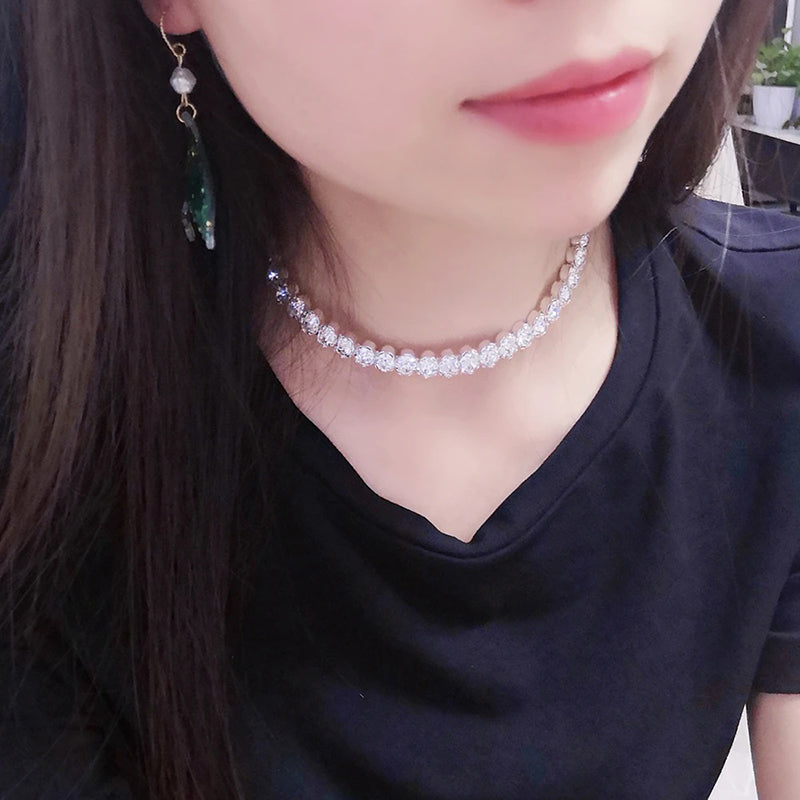 Schillernde Strass Tenniskette Choker Halsketten Schmuck Schmuck