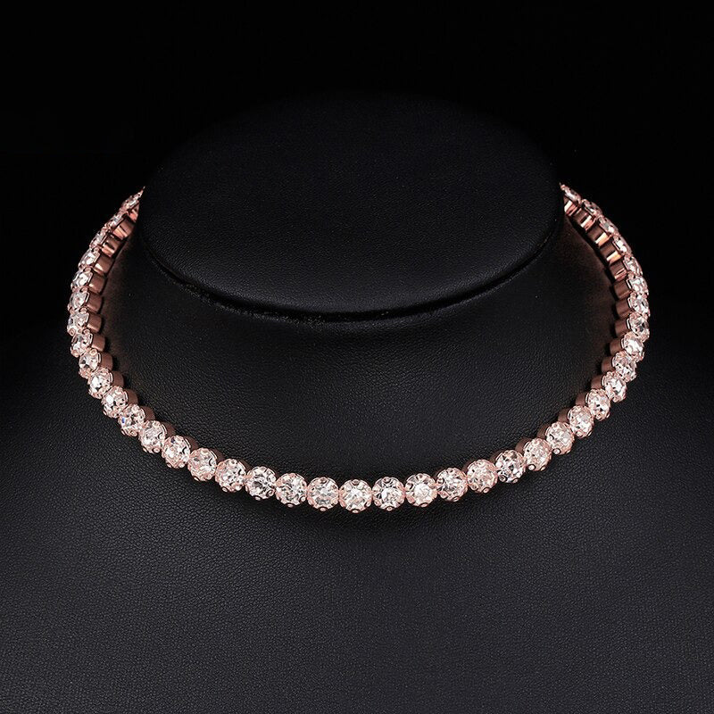 Schillernde Strass Tenniskette Choker Halsketten Schmuck Schmuck