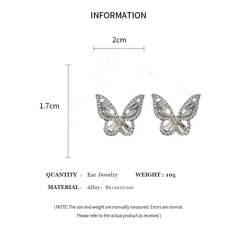 Zarte Schmetterlingsohrringe für Frauen - Trendige Cubic Zirkonia Kristall Ohrstecker - Modeschmuck Accessoires Geschenke