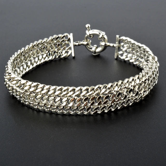 18K Gold Plated Dubai Copper Link Chain Armband für Unisex - Handgelenkband Miami Curb Punk Klassischer Schmuck für Partys und Geschenke