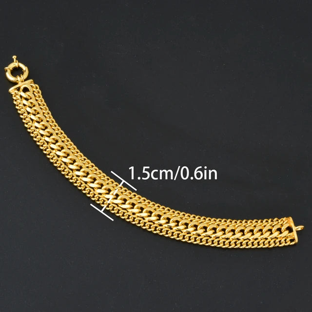 18K Gold Plated Dubai Copper Link Chain Armband für Unisex - Handgelenkband Miami Curb Punk Klassischer Schmuck für Partys und Geschenke