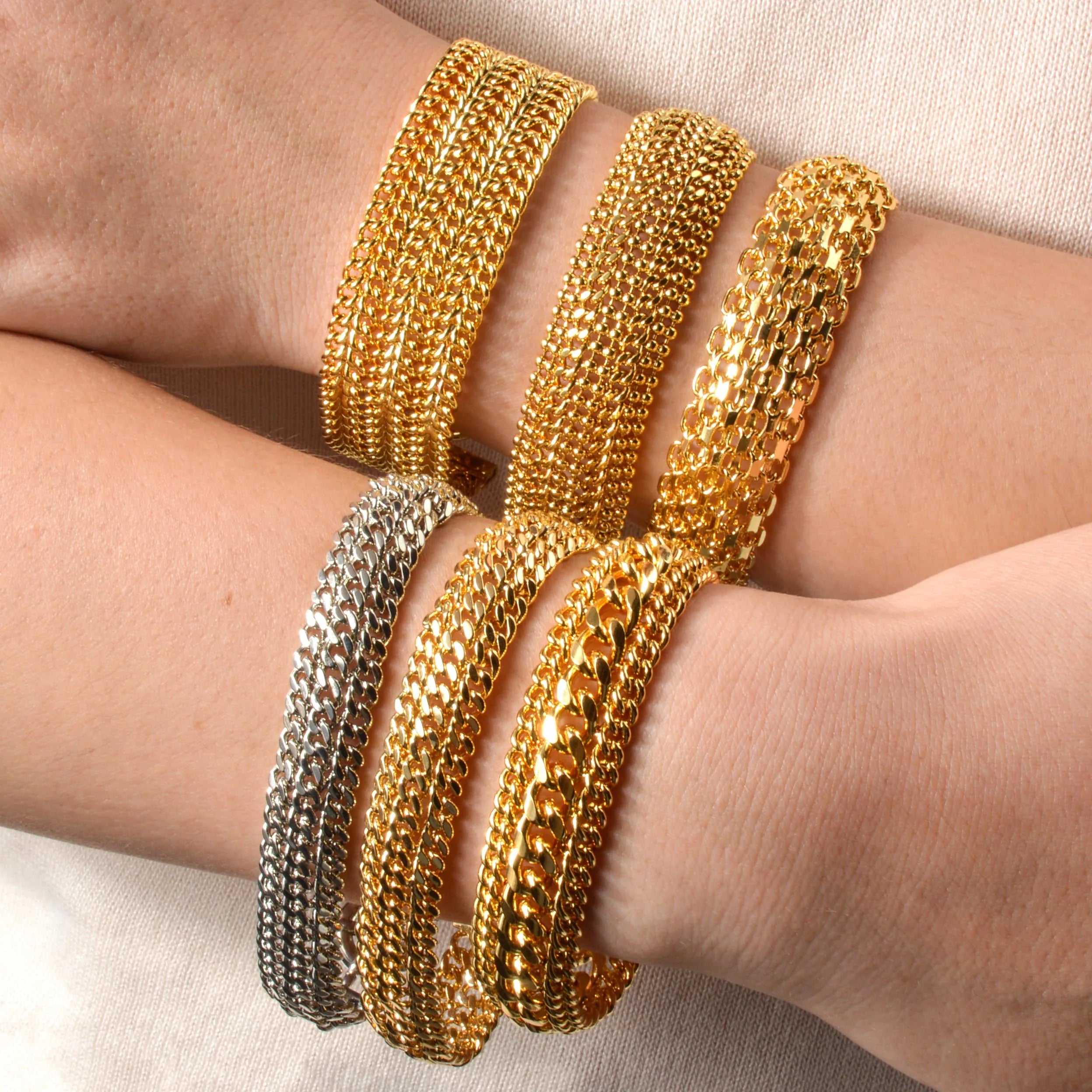 18K Gold Plated Dubai Copper Link Chain Armband für Unisex - Handgelenkband Miami Curb Punk Klassischer Schmuck für Partys und Geschenke