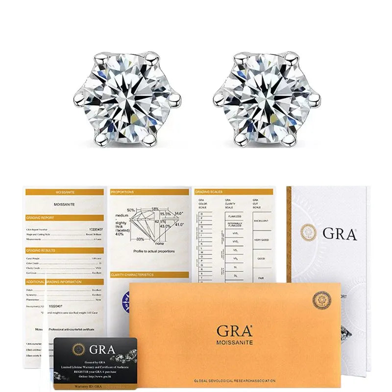 Moissanite Ohrringe | 0,2-2ct Moissanit Schraubstecker Ohrringe | D Farbe Moissanit Diamant Ohrringe