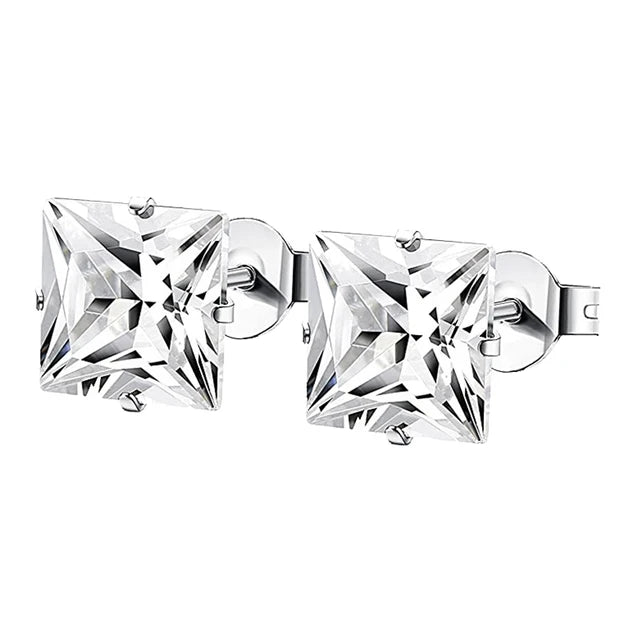 Schwarze Edelstahl Ohrstecker für Männer und Frauen - Punk Stil, CZ Runde Ohrringe - Modischer Schmuck