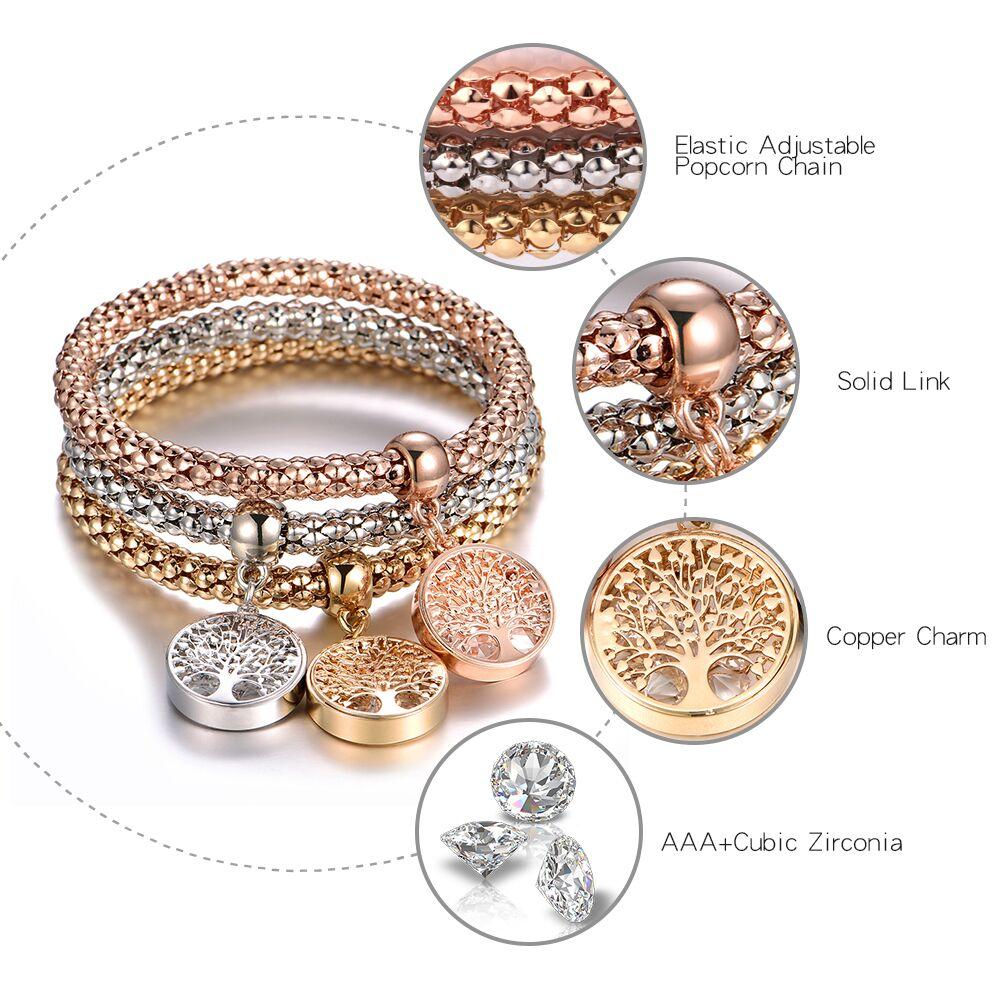 Elegantes 3 Teiliges Set Armband