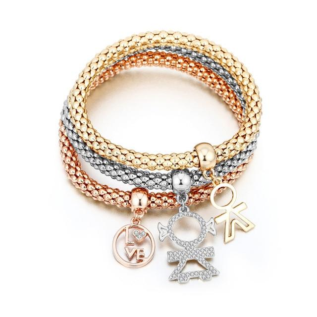 Elegantes 3 Teiliges Set Armband