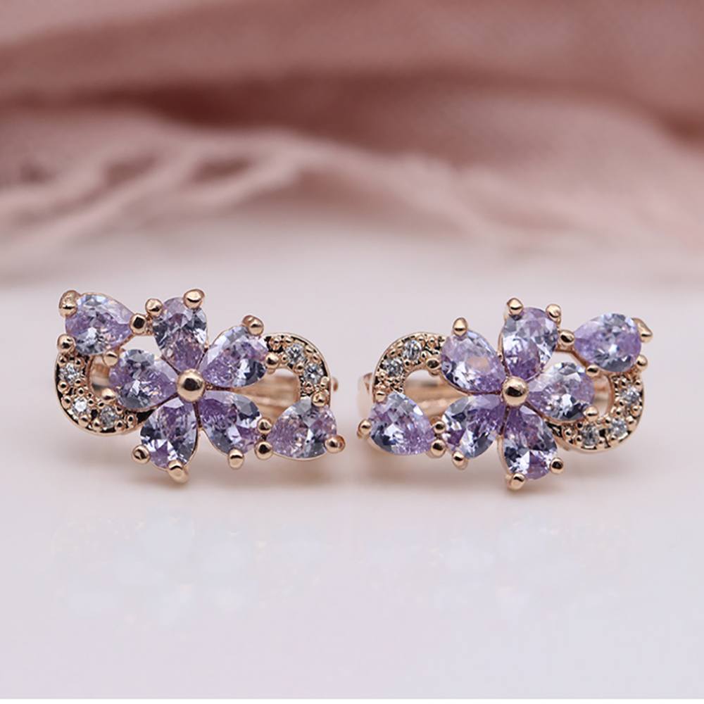 Elegante Kristallblume Zirkon Ohrringe