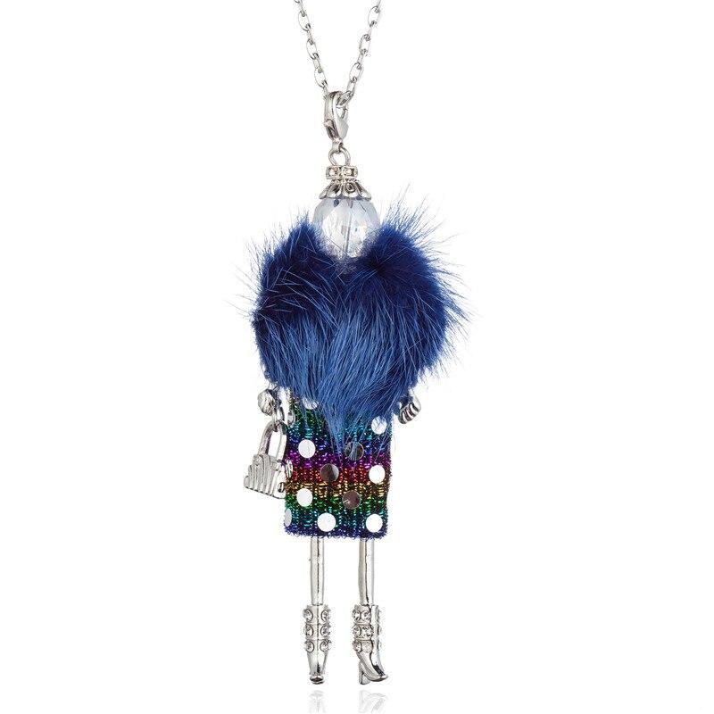 Elegante Pelzmantel Fashionista Puppe Perlen Long Halskette Spezielle Kollektion