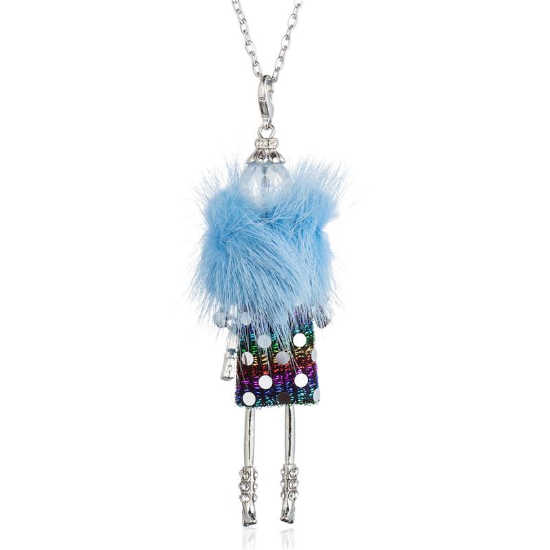 Elegante Pelzmantel Fashionista Puppe Perlen Long Halskette Spezielle Kollektion