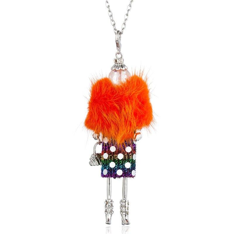 Elegante Pelzmantel Fashionista Puppe Perlen Long Halskette Spezielle Kollektion