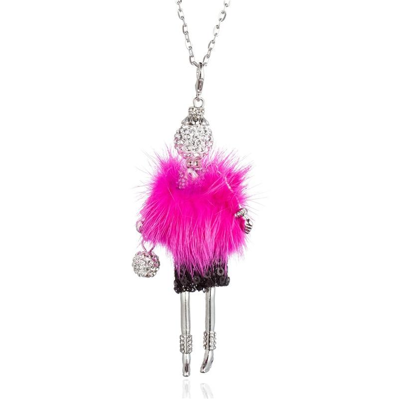 Elegante Pelzmantel Fashionista Puppe Perlen Long Halskette Spezielle Kollektion