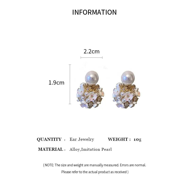 Exquisite Perlenohrringe für Frauen mit doppelseitigen weißen Muschelperlen - Eleganter Ohrschmuck für Partys und Bankette