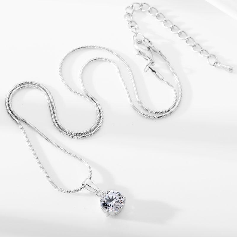 Elegante Runde Kubische Zirkonia Kristall Hypoallergene Halskette Und Ohrringe Set
