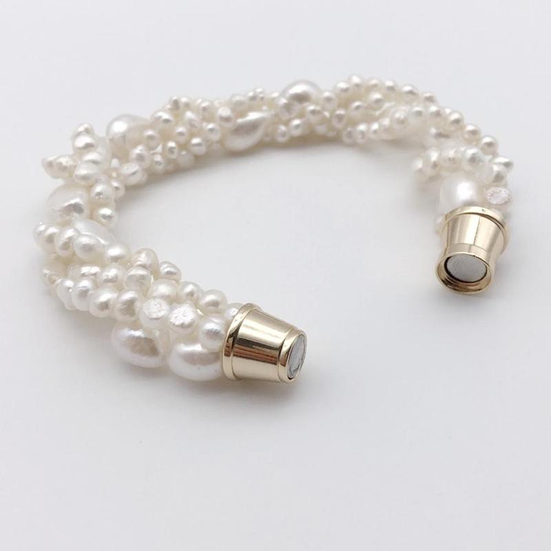 Elegante Verdrehte Schnurkette Von Perlenakzent Armband