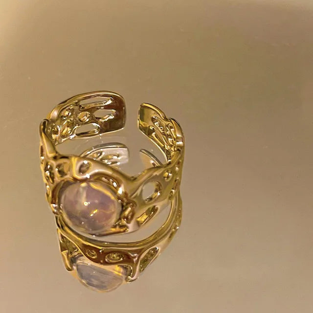 Vintage Opalringe für Frauen | Kristall Opalringe | Weiße Opalringe