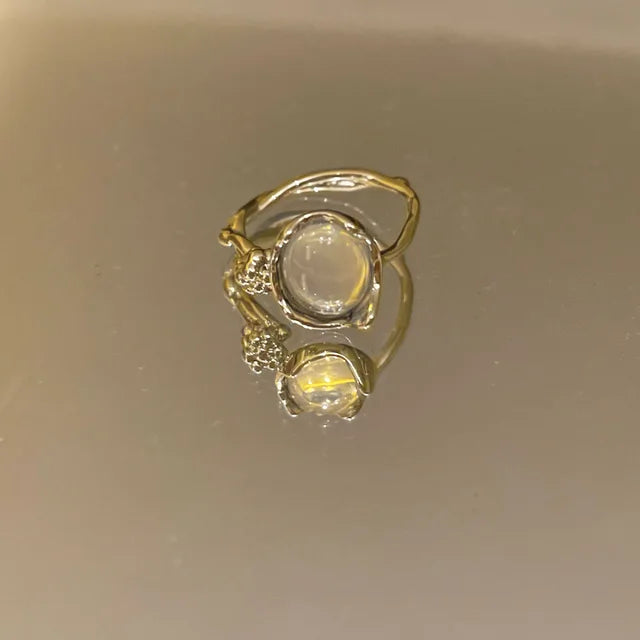 Vintage Opalringe für Frauen | Kristall Opalringe | Weiße Opalringe