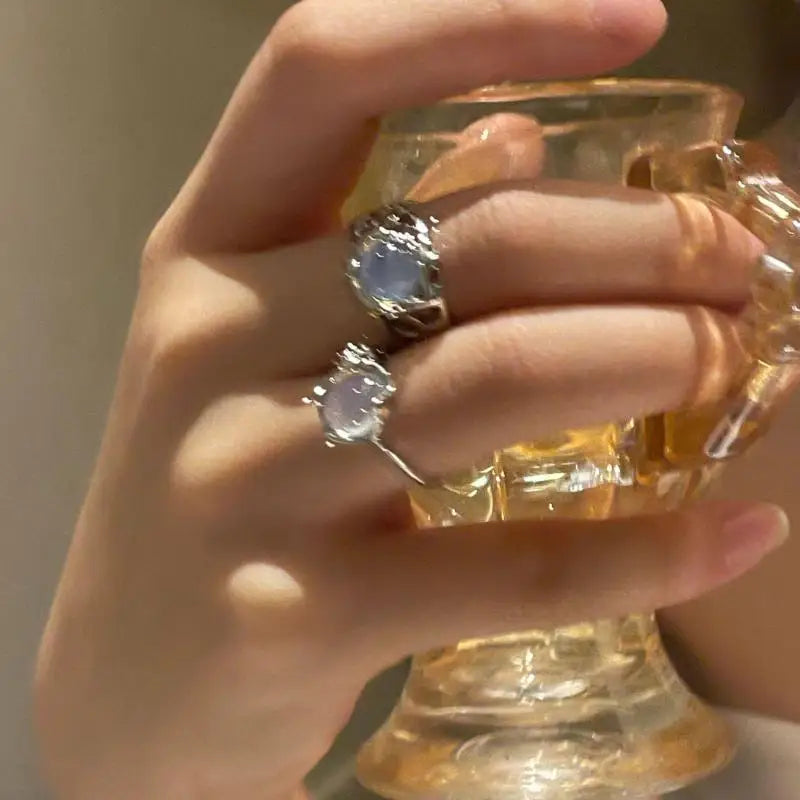 Vintage Opalringe für Frauen | Kristall Opalringe | Weiße Opalringe